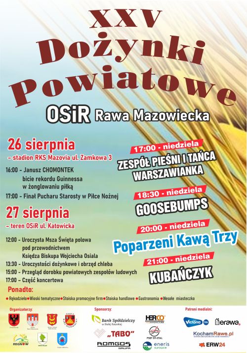 Plakat XXV Dożynek Powiatowych w Rawie Mazowieckiej