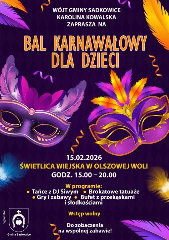 Bal karnawałowy dla Dzieci w dniu 15 lutego 2026 r.